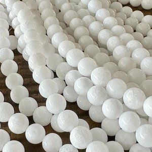 8mm White Jade Bead Strand